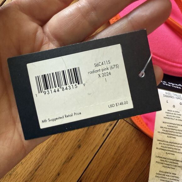 Kate Spade Size Large Bikini Top Swimsuit Orange Pink Underwire Adjustable Strap - Picture 6 of 6